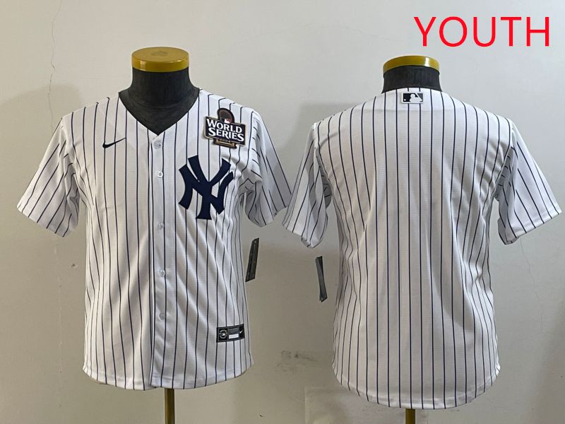 Youth New York Yankees Blank White Stripe Game 2025 Nike MLB Jersey style 16